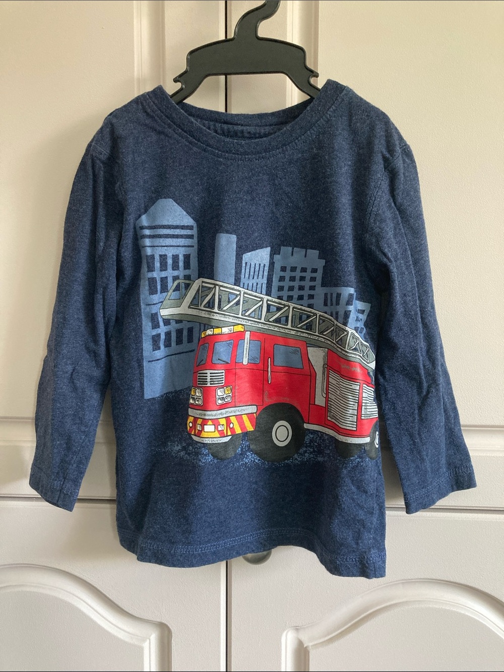 George Navy Blue Fire Truck Long Sleeve Graphic T-Shirt 3T